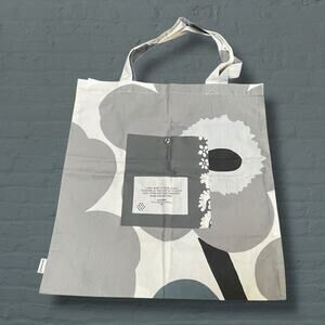 Marimekko Pieni Unikko Tote Bag Gray Floral Poppy Canvas Shopper Finnish Design